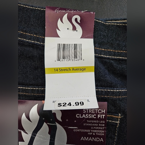 NWT - Vintage Gloria Vanderbilt Indigo Stretch Classic Amanda Jeans - Size 14 - Picture 8 of 8